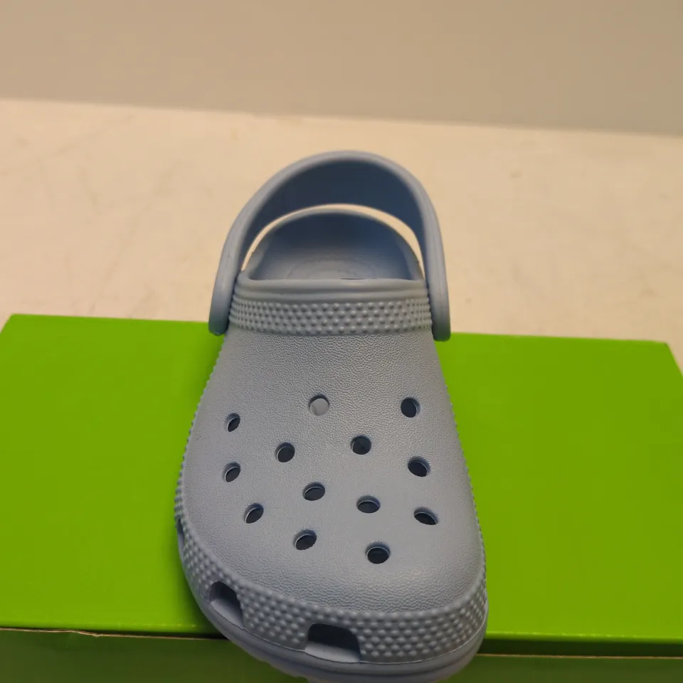 BOXED PAIR OF CROCS CLASSIC CLOG TDLR – KIDS, LIGHT BLUE, UK 9