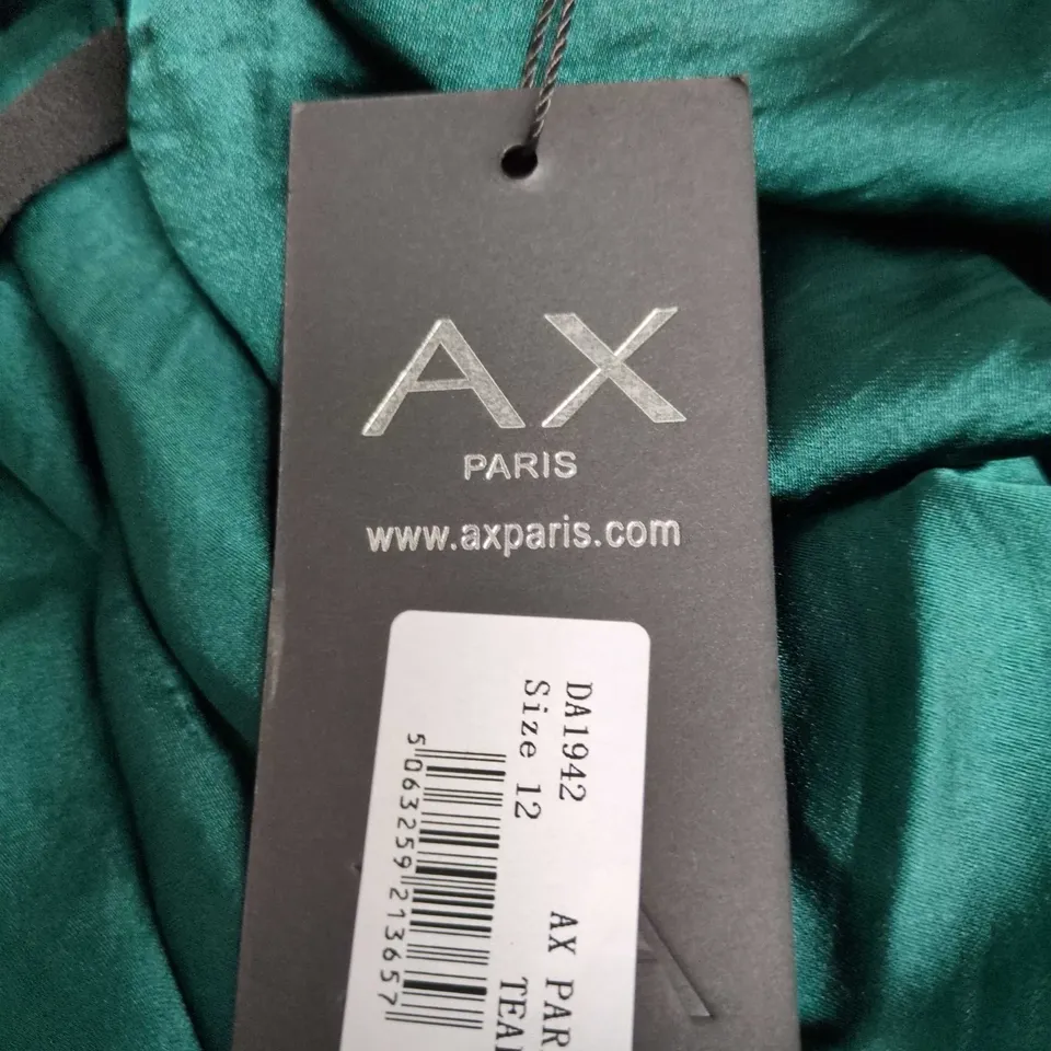 AX PARIS TEAL SATIN DRESS, UK SIZE 12