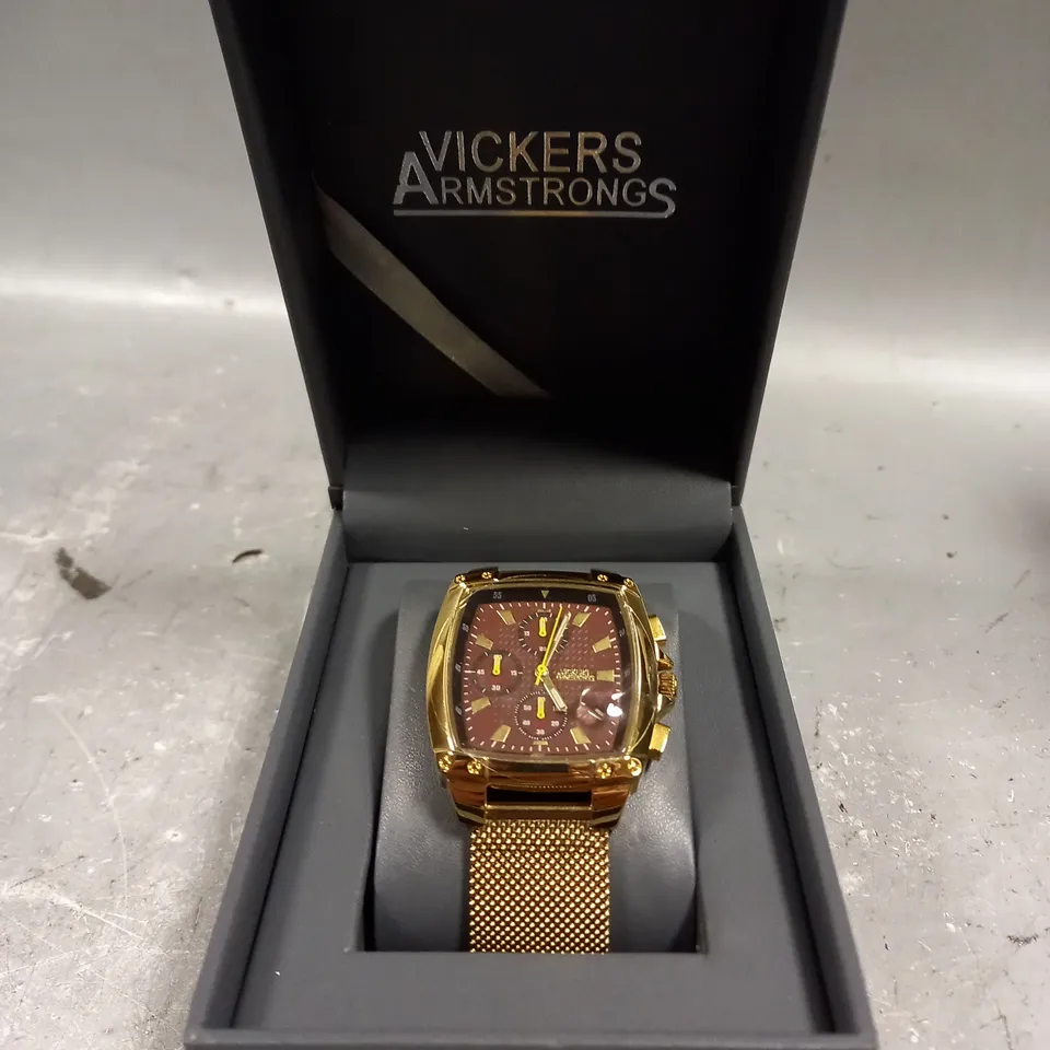 VICKERS ARMSTRONGS BEACON GOLD COLOUR CASING RED DIAL WATCH 