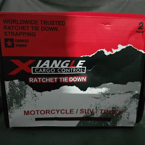 XANGLE Cargo Control Ratchet Tie Down Straps – 2 Pack (Motorcycle, SUV, Truck)