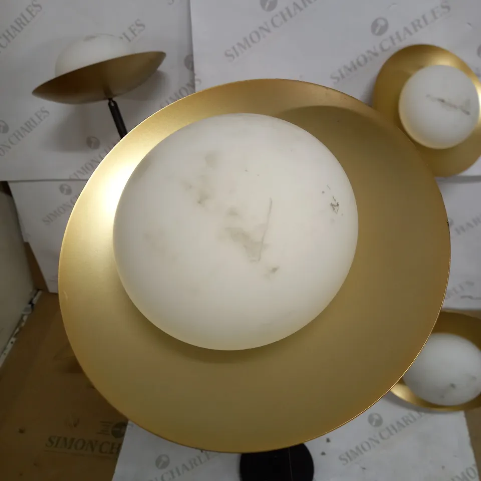 XL GOLD & BRONZE DISH SEMI FLUSH WITH PEBBLE SHAPPED LIGHTS - COLLECTION ONLY 