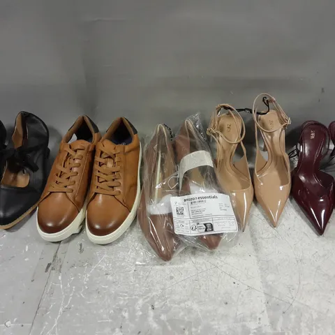 BOX OF APPROXIMATELY 15 PAIRS OF ASSORTED SHOES IN VARIOUS STYLES, COLOURS AND SIZES