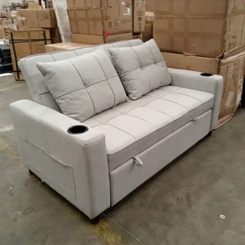 HUDSON 2 SEATER LINEN SOFA BED LIGHT GREY