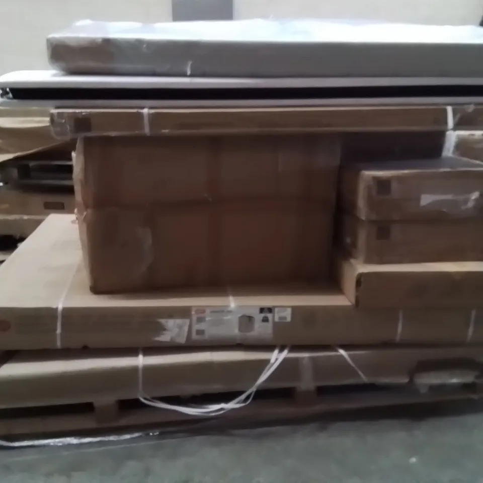 PALLET OF ASSORTED FLATPACKED PRODUCTS AND ITEMS TO INCLUDE;SHED,DINING CHAIRS,OVAL TABLE,HEADBOARD