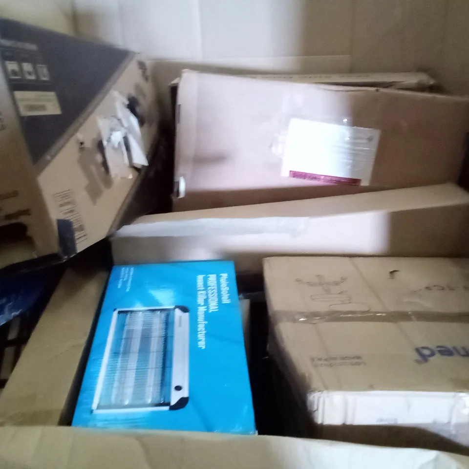 UNPROCESSED PALLET OF ASSORTED HOUSEHOLD GOODS TO INCLUDE FOLDING WHITE BOARD, BLADELESS PURIFIER AND HEATER, AND PROFESSIONAL INSECT KILLER 