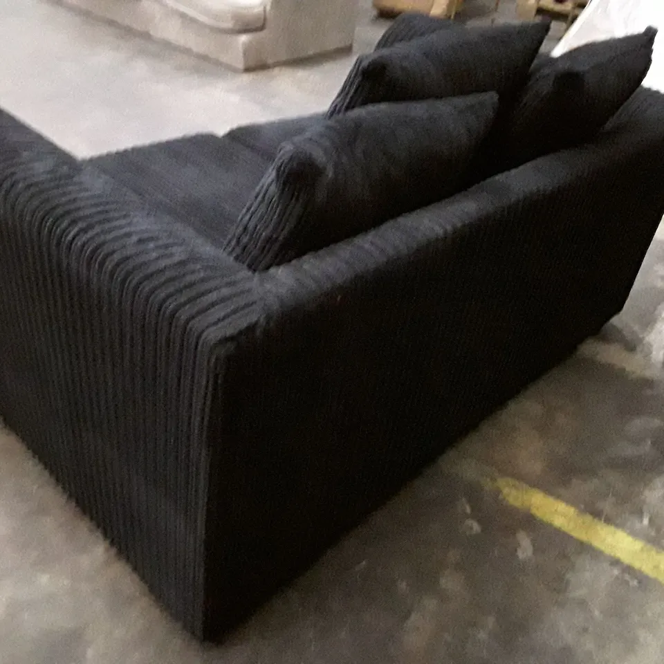 QUALITY DESIGNER 2 SEATER SOFA - BLACK CORDUROY FABRIC 