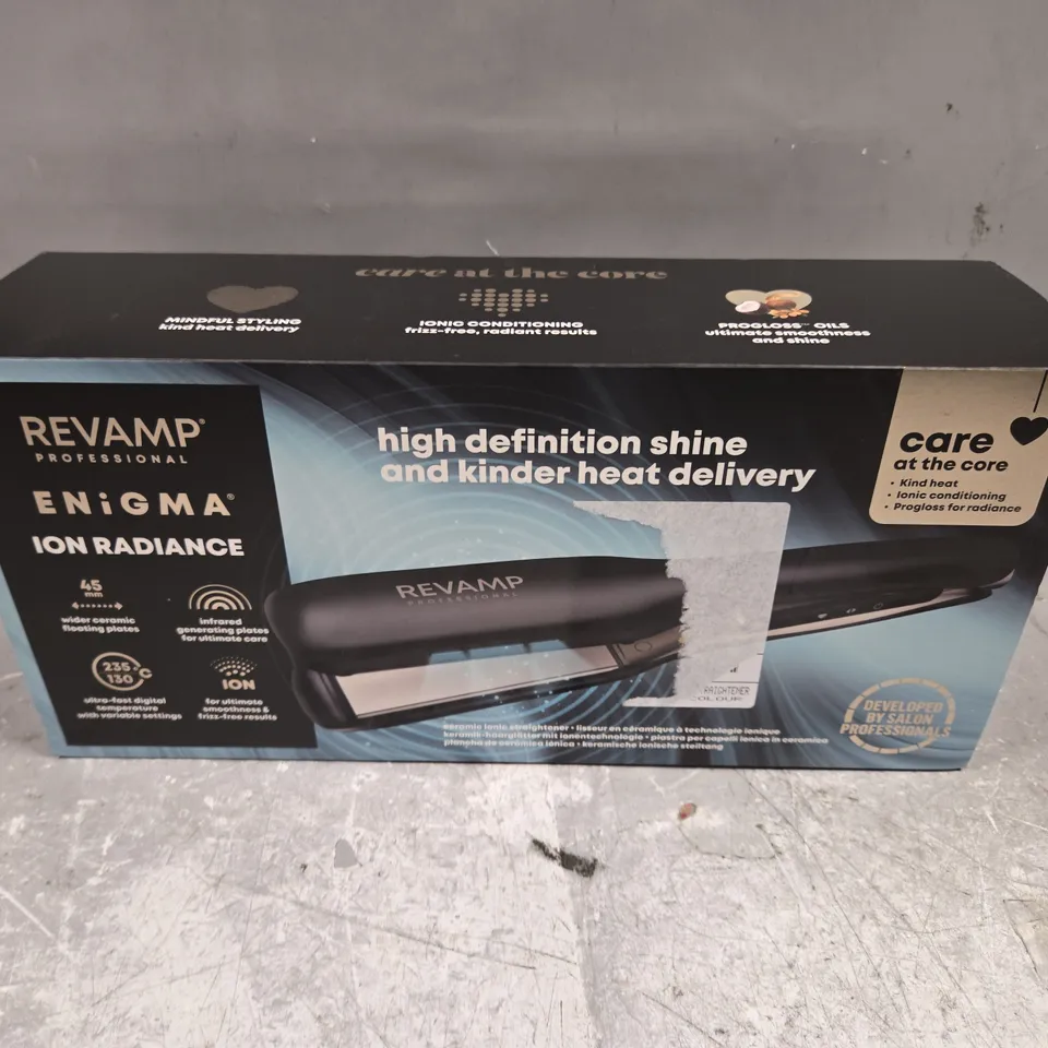 BOXED REVAMP ENIGMA ION RADIANCE CERAMIC STRIGHTENER 