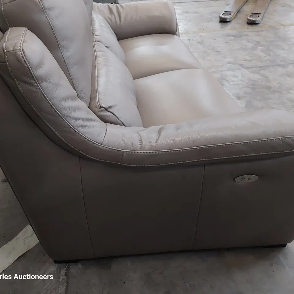 QUALITY ITALIAN DESIGNER POWER RECLINING TWO SEATER SOFA GREY LEATHER 