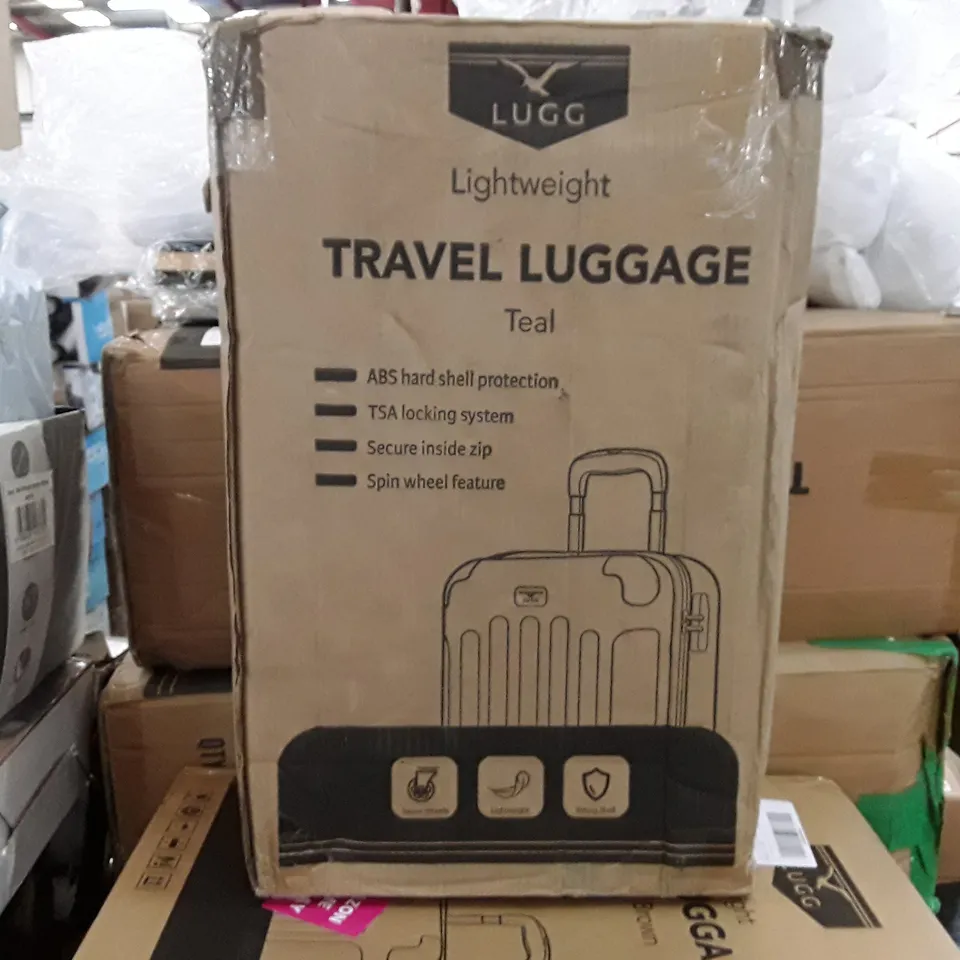 BOXED LUGG JET LIGHT WEIGHT TRAVEL LUGGAGE SUITCASE- TEAL