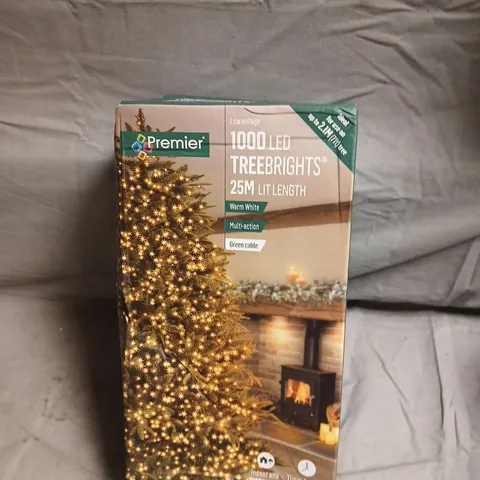 PREMIER 1000 LED TREEBRIGHTS CHRISTMAS TREE LIGHTS – 25M WARM WHITE, GREEN CABLE