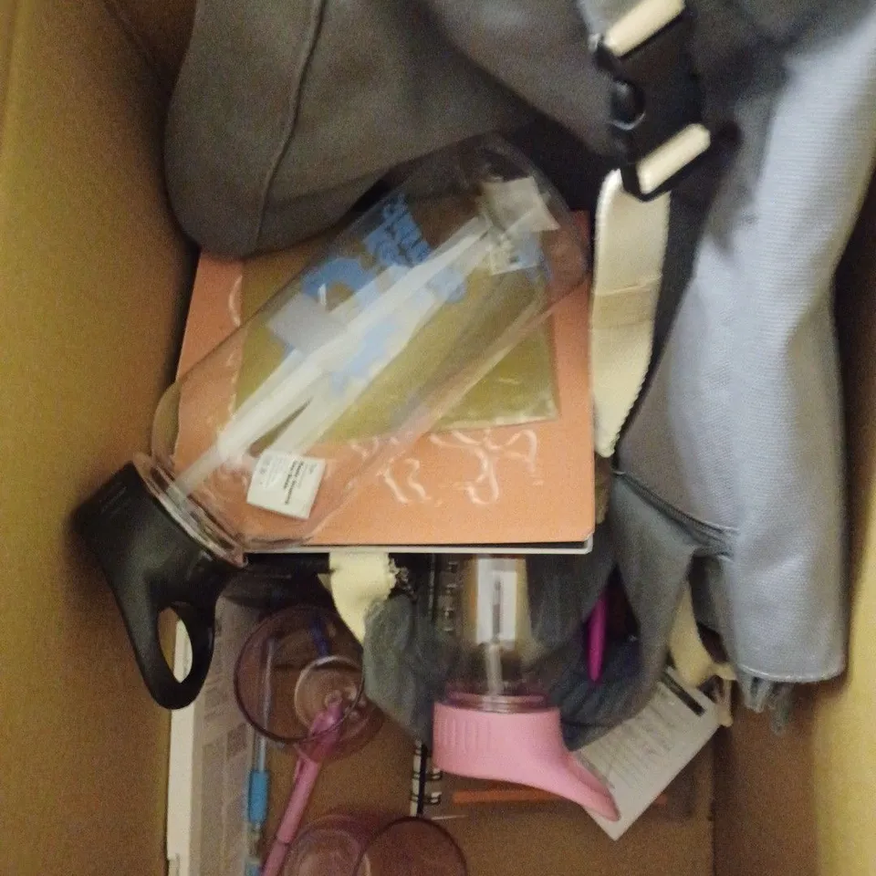 BOX OF APPROXIMATELY 20 ASSORTED HOUSEHOLD PRODUCTS TO INCLUDE STUDENT PLANNER, CHRISTMAS BOWL, COCKTAIL SHAKER ETC 