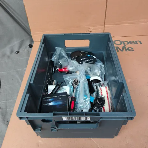 TOTE OF APPROXIATELY 10 ASSORTED AUTO PARTS TO INCLUDE: ATUMAN MULTIPURPOSE RACHET SET