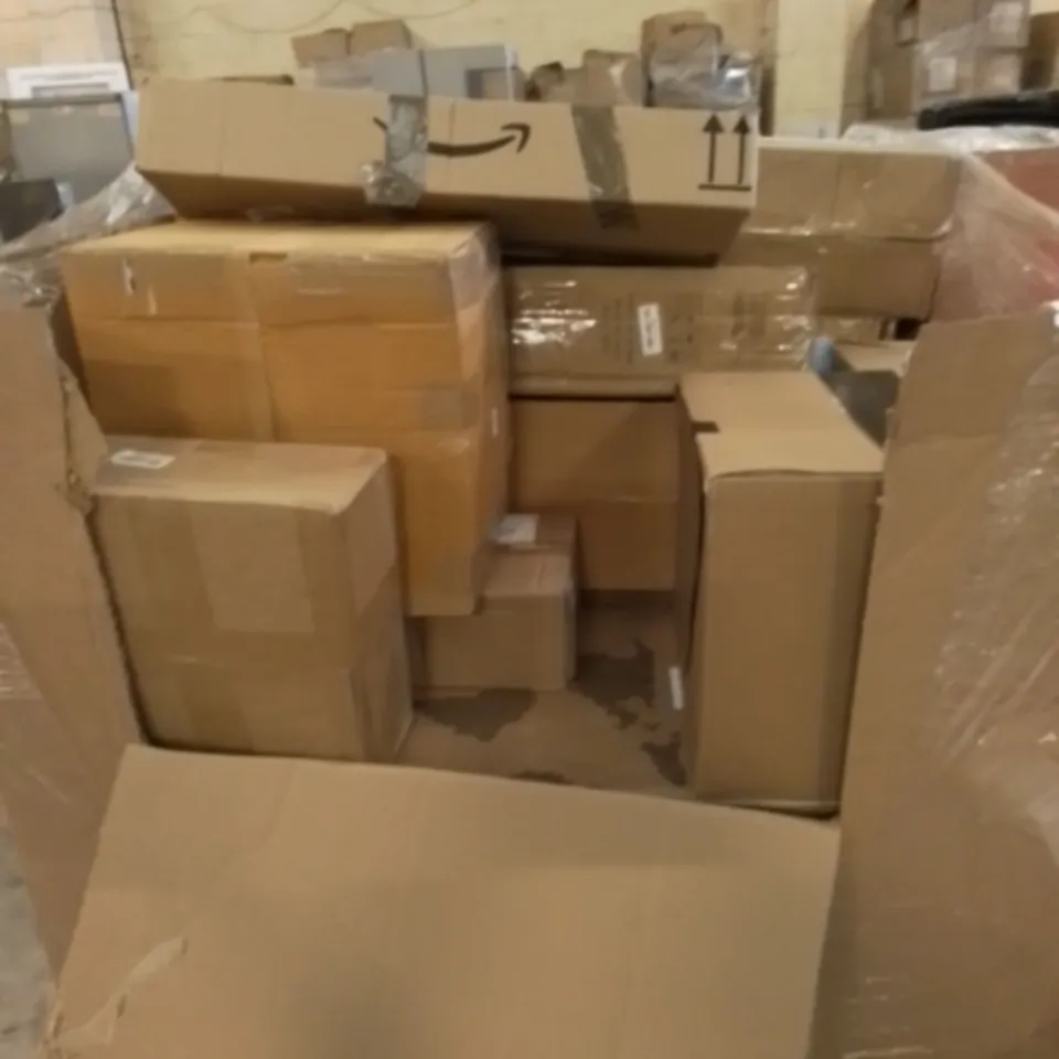 PALLET OF UNPROCESSED ITEMS TO INCLUDE HOMEDICS C TABLE, PROSCENIC AIR FRYER, AND THE CHUCK