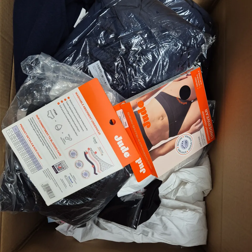 APPROXIMATELY 25 ASSORTED CLOTHING PRODUCTS IN VARIOUS STYLES & SIZES 
