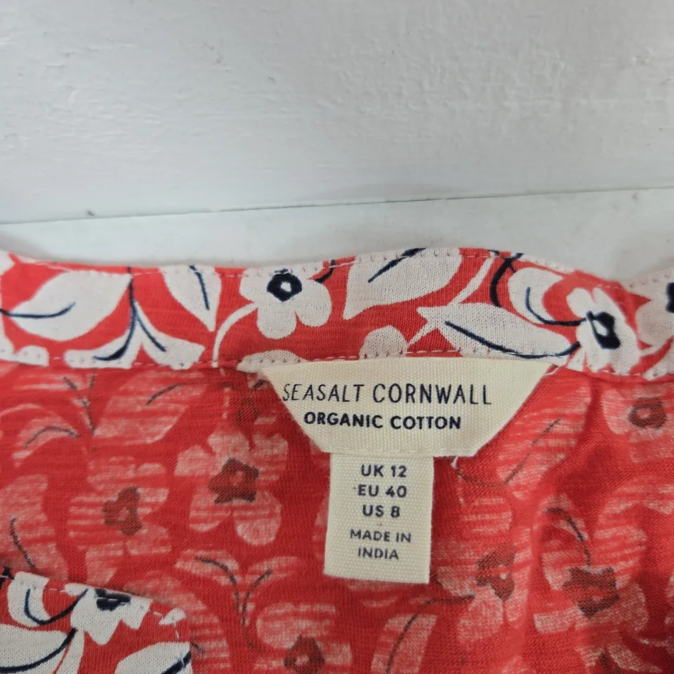 SEASALT CORNWALL DRESS – ORGANIC COTTON – WOMEN'S UK 12 (EU 40, US 8) – RED FLORAL