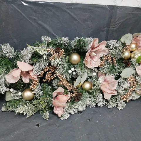 FROSTED ROSE SWAG CHRISTMAS GARLAND