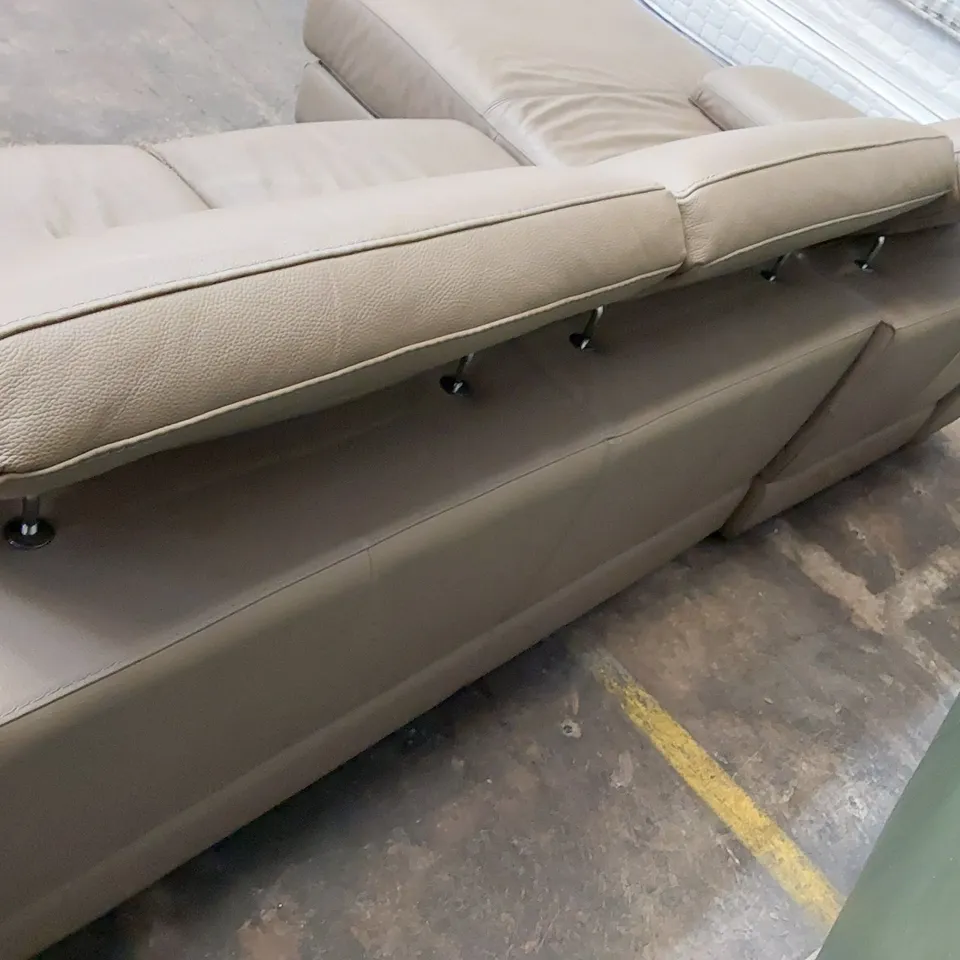 BROWN LEATHER 4 SEATER SOFA WITH RHF CHAISE
