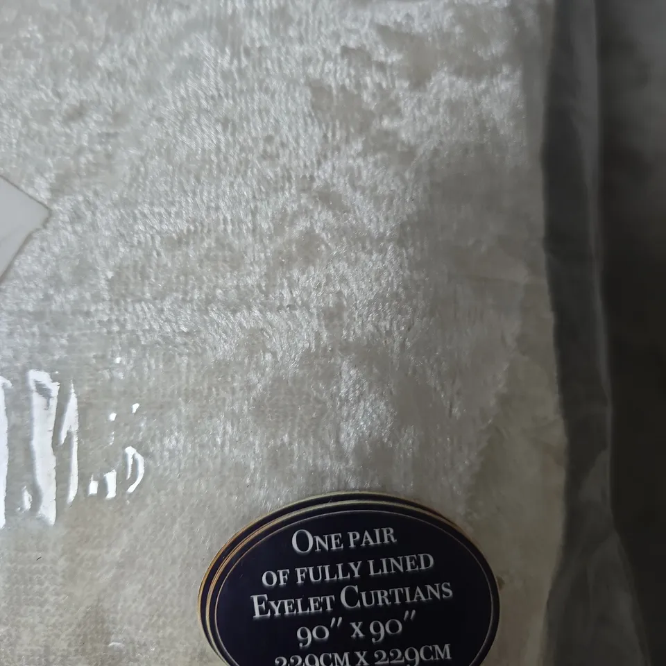 EYELET CURTAINS – SILKY FEEL BLACK OUT, FULLY LINED, 90 X 90 INCHES – LUXE HOME COLLECTION