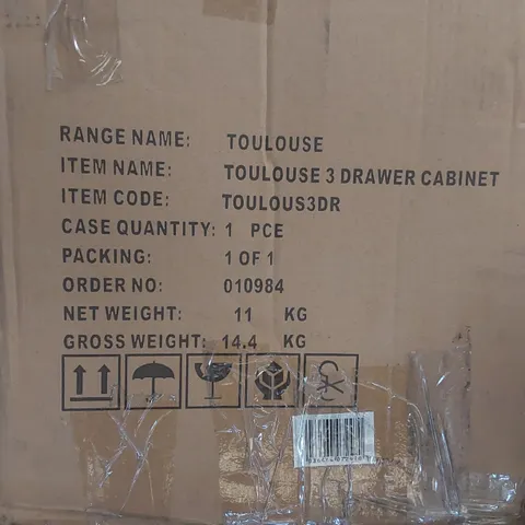 BOXED TOULOUSE 3 DRAWER CABINET (1 BOX)