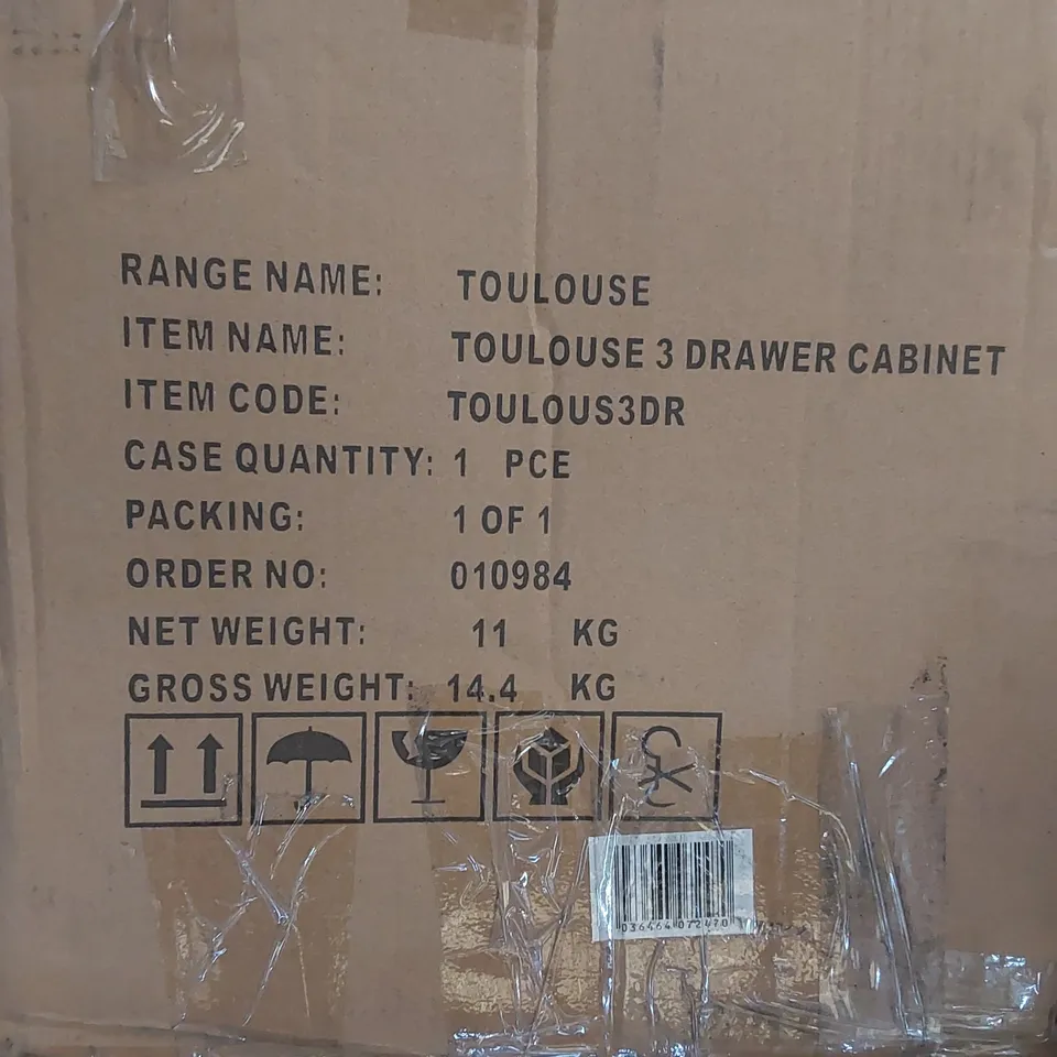 BOXED TOULOUSE 3 DRAWER CABINET (1 BOX)