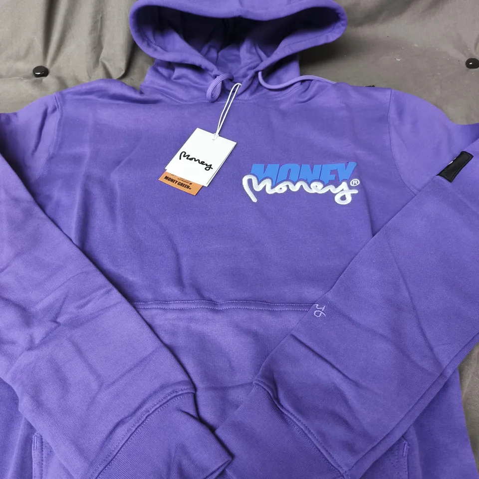 MONEY MOVES PURPLE HOODIE – SIZE M