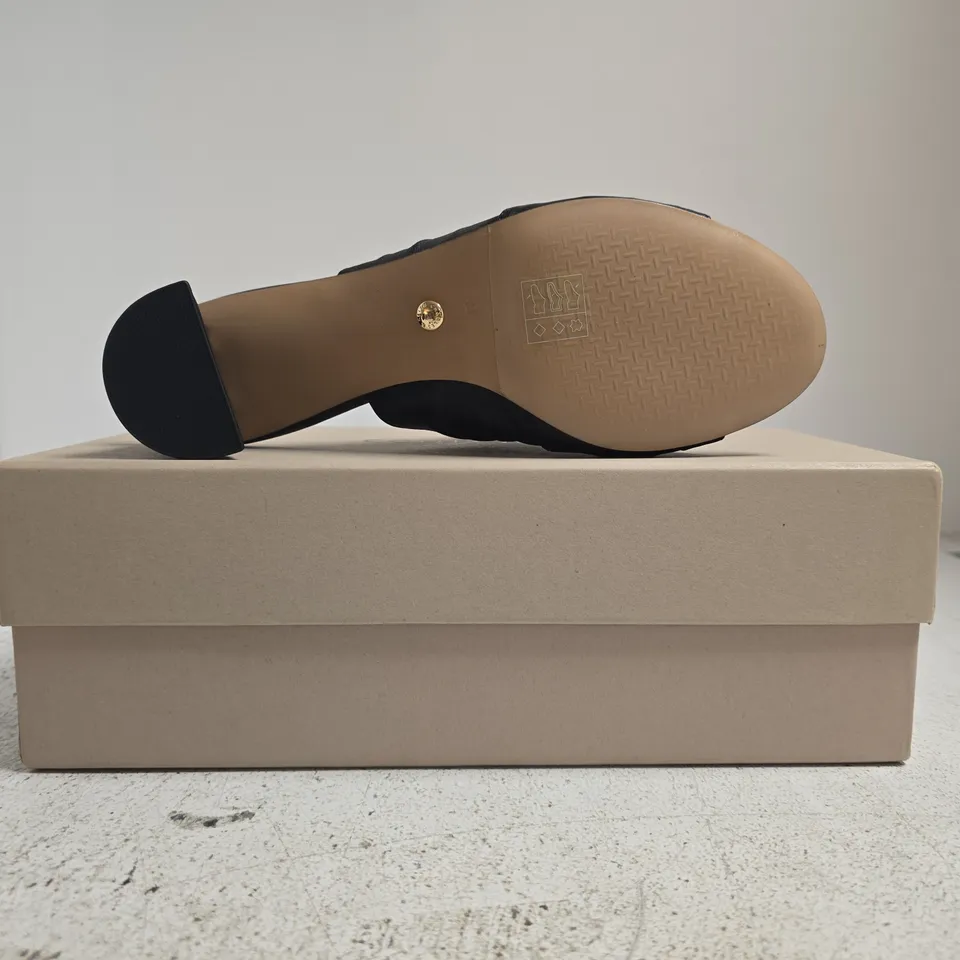 BOXED PAIR OF COLLECTION CHARLES & KEITH OPEN TOE LOW BLOCK HEEL MULES IN BLACK SIZE EU 36