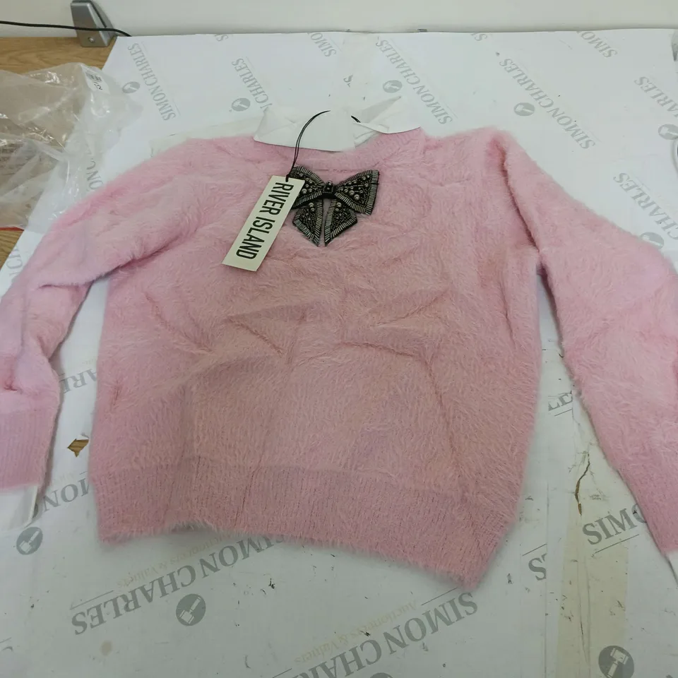 RIVER ISLAND PINK JUMPER WITH UNDER SHIRT EFFECT SIZE UK 12