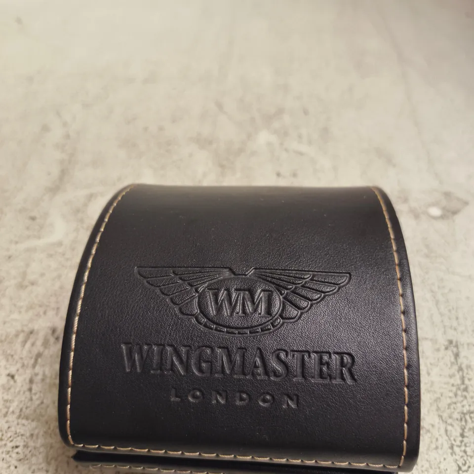 WINGMASTER LONDON WRISTWATCH – STAINLESS STEEL CASEBACK, LEATHER STRAP (BOXED)