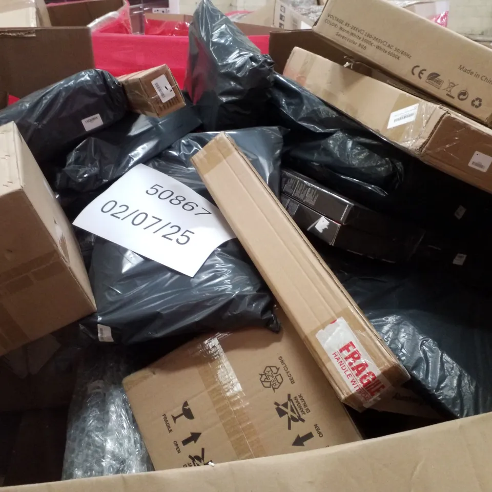 PALLET CONTAINING ASSORTED PRODUCTS INCLUDING LED LIGHTED MIRROR, FRUIT BASKET, UKULELE & WALSER SEAT CUSHIONS