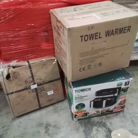 PALLET OF ASSORTED HOUSEHOLD GOODS AND PRODUCTS TO INCLUDE;ROULETTE WHEEL,AIR FRYER,TOWER WARMER