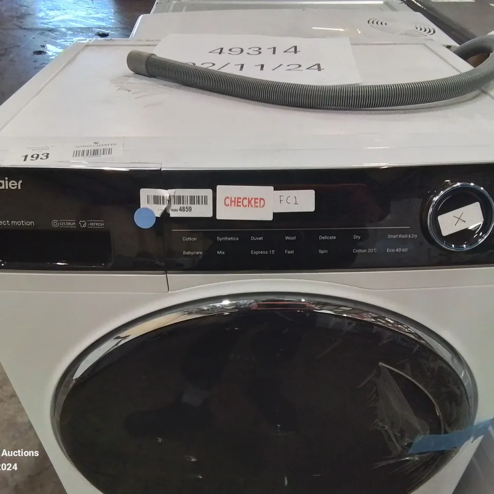 HAIER HWD80-B14979 FREESTANDING WASHER DRYER, DIRECT MOTION AND LED DISPLAY, 1400RPM, 8KG/5KG LOAD, WHITE [ENERGY CLASS D]