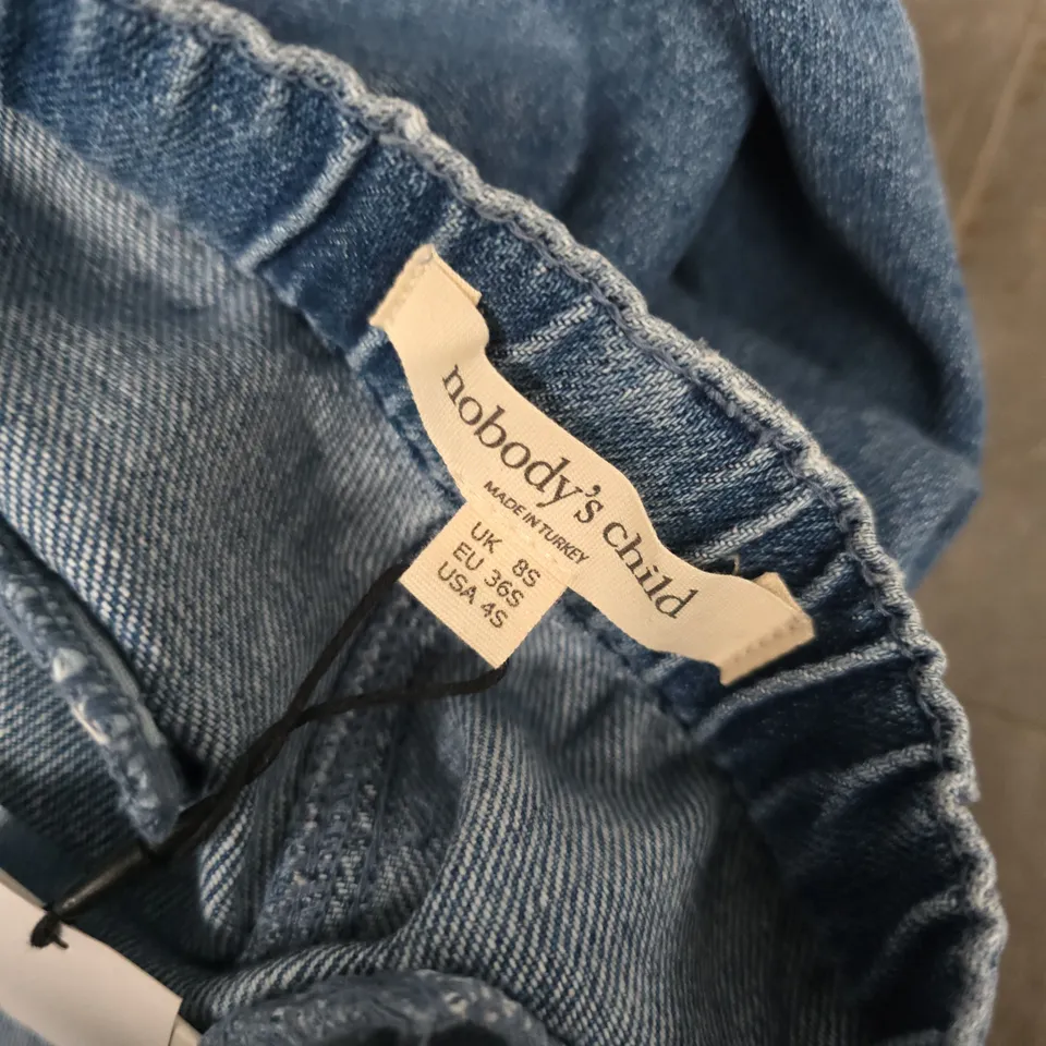 NOBODYS CHILD PLEAT FRONT STRAIGHT LEG JEANS IN BLUE - UK 8S