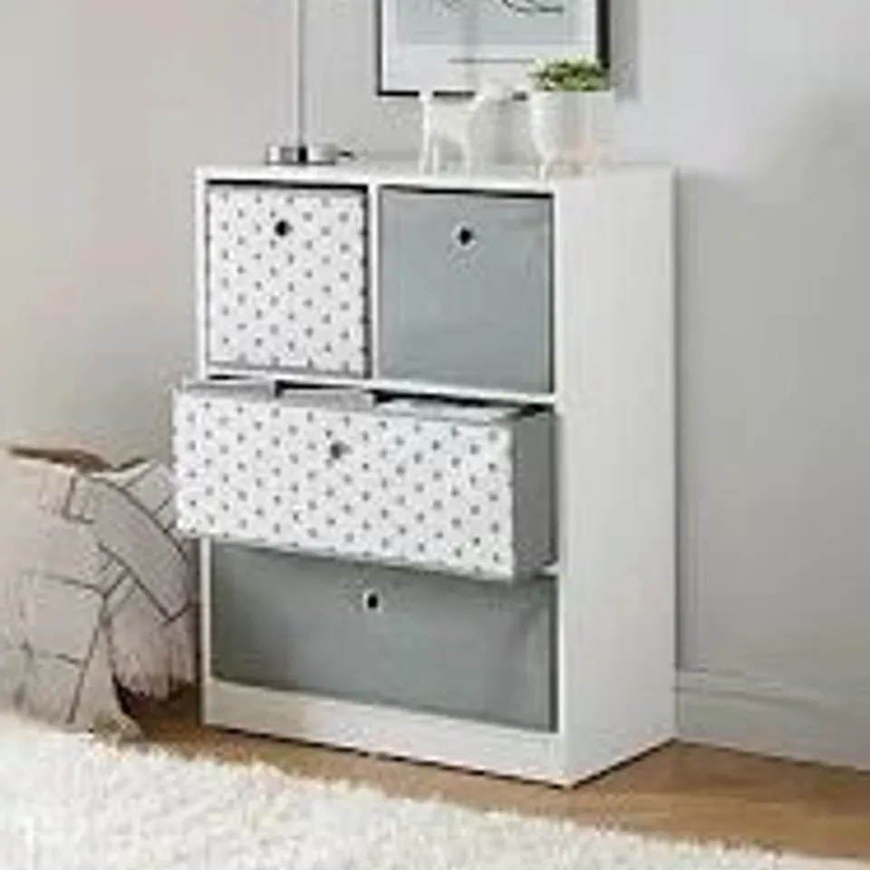 2 + 2 CUBE STORAGE UNIT WITH BOXES IN GREY/STARS - COLLECTION ONLY