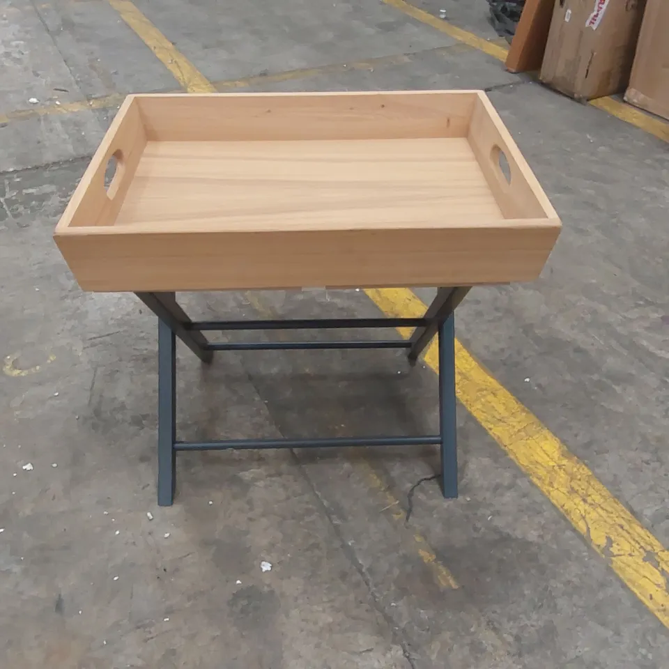 CLOCKHOUSE BUTLERS SIDE TABLE CARBON & NATURAL OAK