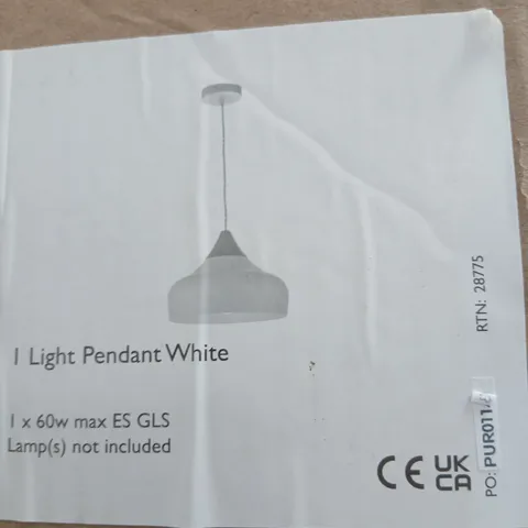 BOXED DAR GAUCHO 1 LIGHT PENDANT WHITE