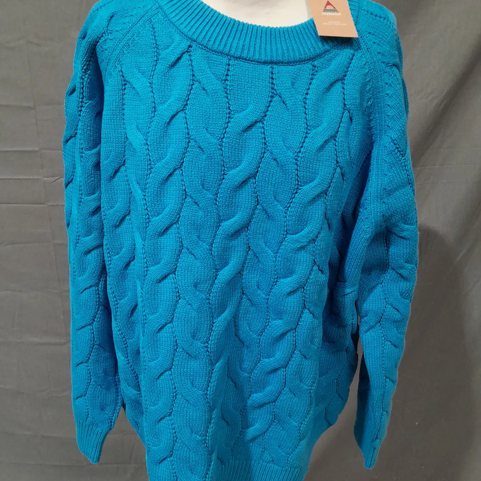 PASSENGER COMFORT ORGANIC KNITTED JUMPER IN ATLANTIC BLUE - L