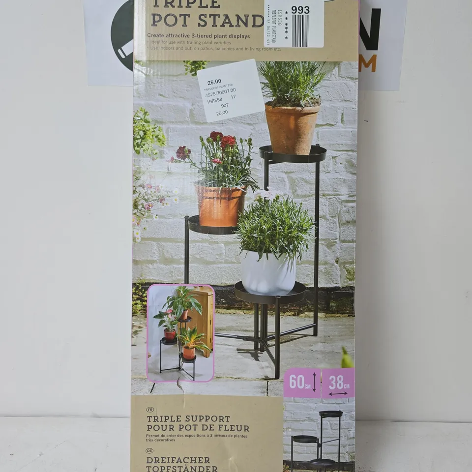 SMART GARDEN TRIPLE POT STAND – 3-TIER PLANT DISPLAY (BOXED)