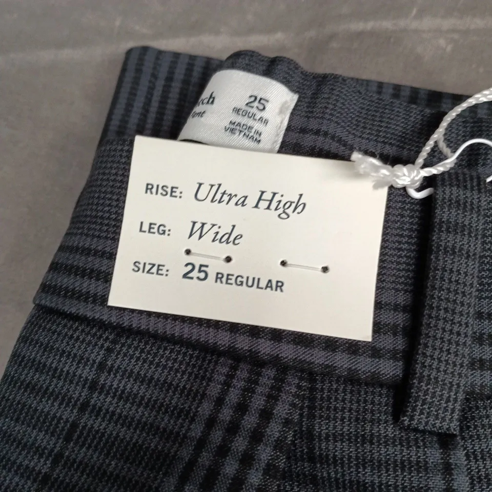 ABERCROMBIE & FITCH PLAID WIDE-LEG TROUSERS, ULTRA-HIGH RISE, 25 REGULAR