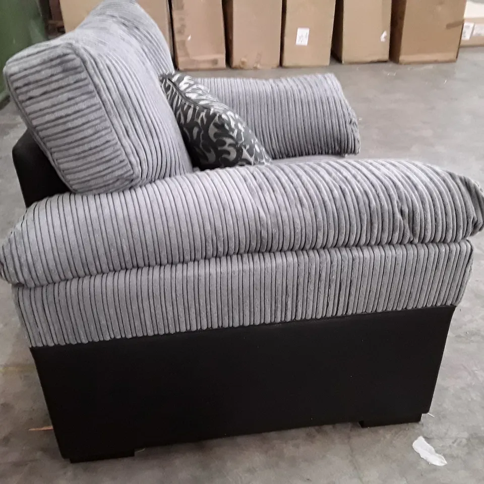 QUALITY DESIGNER ARMCHAIR - GREY CORDUROY FABRIC