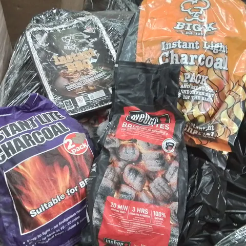 PALLET CONTAINING LARGE QUANTITY OF BRAND NEW MIXED CHARCOAL BRIQUETTE BAGS ETC.