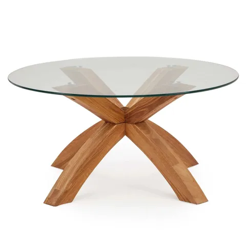 BOXED XAVI COFFEE TABLE OAK GLASS (1 BOX)