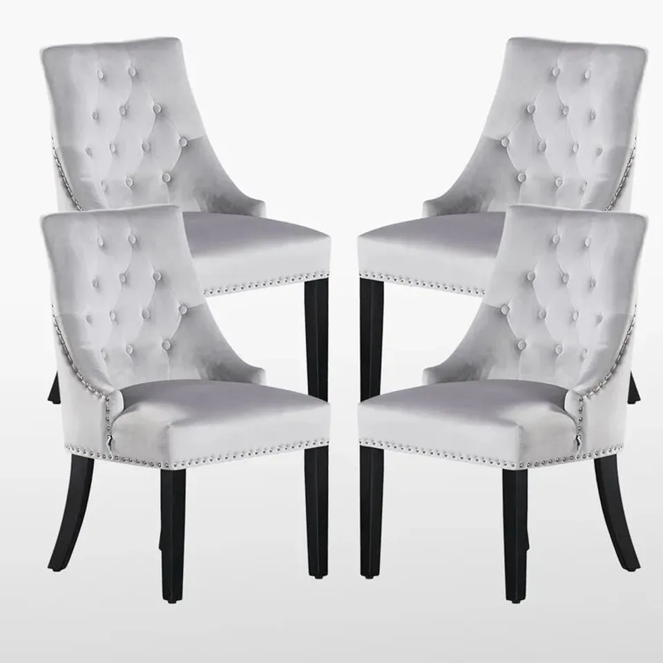 BOXED SET OF 2 SCOTT UPHOLSTERED DINING CHAIRS/SIDE CHAIRS WITH WOODEN LEGS - LIGHT GREY (2 BOXES) 