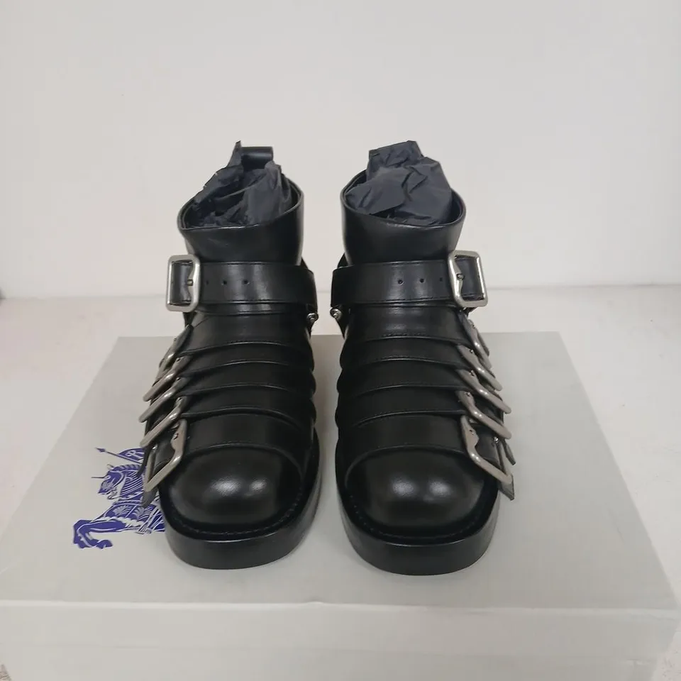 BURBERRY LEATHER BUCKLE BOOTS, UK 3 (EU 36)