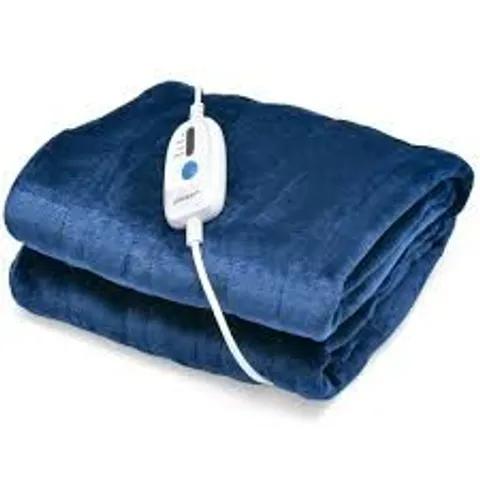 BOXED COSTWAY 130 X 180CM ELECTRIC HEATED BLANKET WITH 4 HEATING LEVELS - BLUE