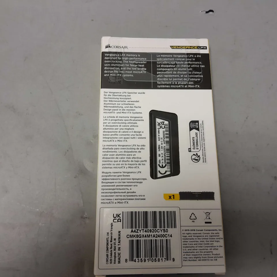 BOXED AND SEALED CORSAIR DDR4 VENGEANCE LPX