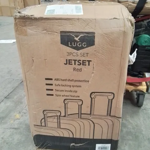 BOXED LUGG 3PCS SET JETSET RED HARD SHELL LUGGAGE CASES