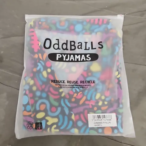 BAGGED ODDBALLS PYJAMAS JURASSIC FULLPJ SHORT IN BLACK MULTI - LARGE