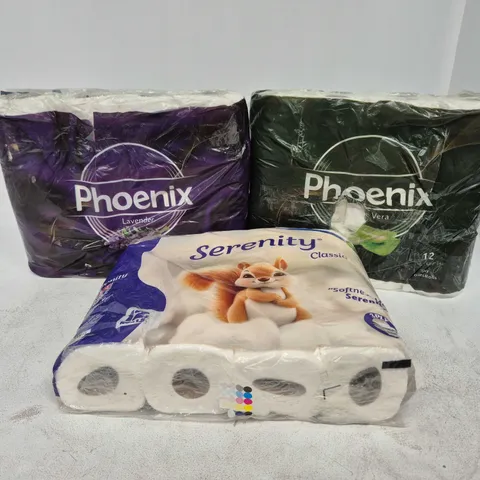7 PACKS OF TOILET ROLL TO INCLUDE SERENITY & PHOENIX