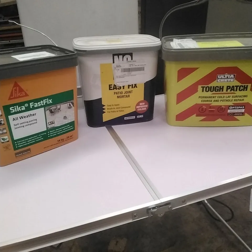 PALLET OF ASSORTED DIY, HOME IMPROVEMENT AND BUILDING PRODUCTS TO INCLUDE; SELF SETTING JOINTING COMPOUND, PATIO JOINT MORTAR, PERMANENT POTHOLE REPAIR ETC