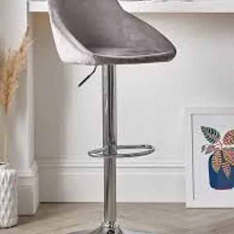 DAHLIA FABRIC GAS LIFT BAR STOOL - GREY